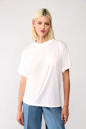 Imperial Donna T-shirt cotone - T-shirt svasata in cotone monocolour con spalle scese