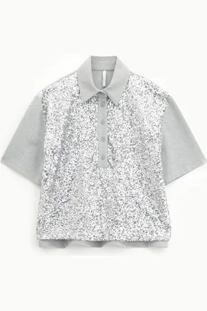 Imperial Polo di paillettes con colletto classico