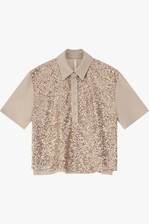Imperial Polo di paillettes con colletto classico