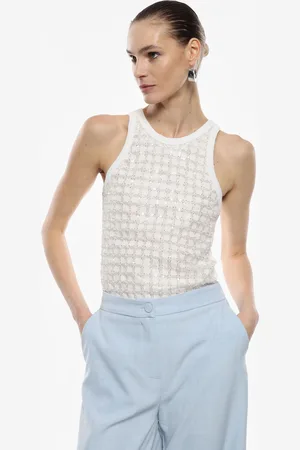 Imperial Top senza maniche con motivo di paillettes