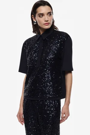 Imperial Polo di paillettes con colletto classico