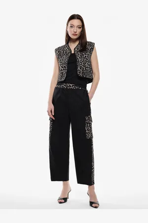 Imperial Pantaloni cargo combinati con stampa animalier