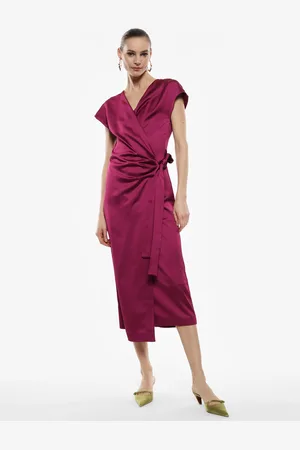 Imperial Vestito midi fluido a portafoglio con maniche corte