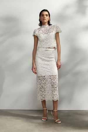 Imperial Gonna midi in pizzo con cintura