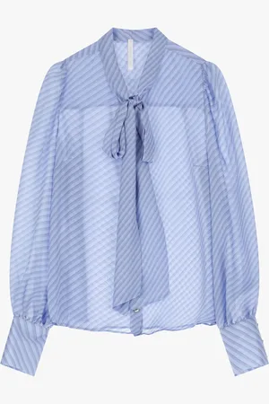 Imperial Camicia a righe con maniche lunghe e tie neck