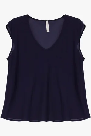 Imperial Top fluido smanicato con scollo a v