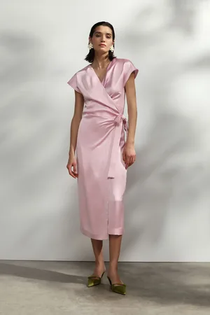 Imperial Vestito midi fluido a portafoglio con maniche corte