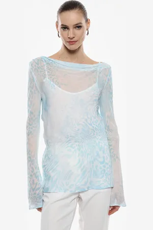 Imperial Maglia trasparente con maniche lunghe e stampa animalier