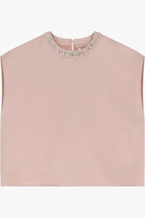 Imperial Top girocollo satinato con perline