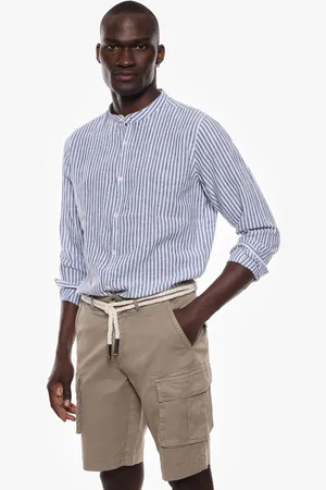 Imperial Camicia in misto lino a righe con collo coreano
