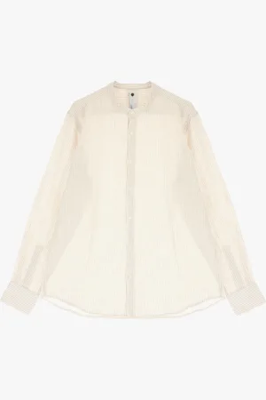 Imperial Camicia in misto lino a righe con collo coreano