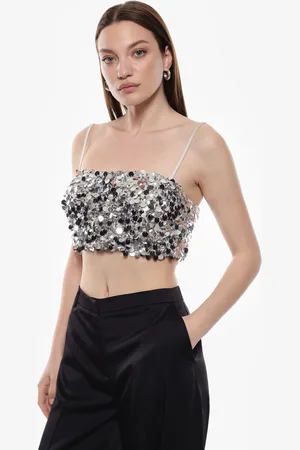 Imperial Top con spalline e paillettes