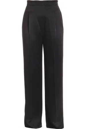 Max Mara Pantalone in raso di seta Black