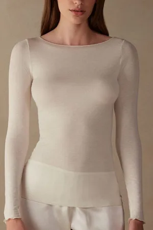 intimissimi Maglia Manica Lunga in Modal con Cashmere e Scollo a Barchetta Donna