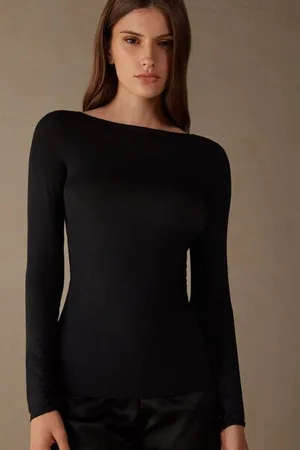 intimissimi Maglia Manica Lunga in Modal con Cashmere e Scollo a Barchetta Donna