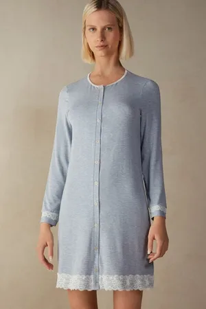intimissimi Camicia da Notte Aperta con Dettagli in Pizzo Donna