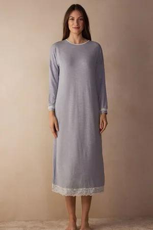 intimissimi Camicia da Notte Lunga con Dettagli in Pizzo Donna