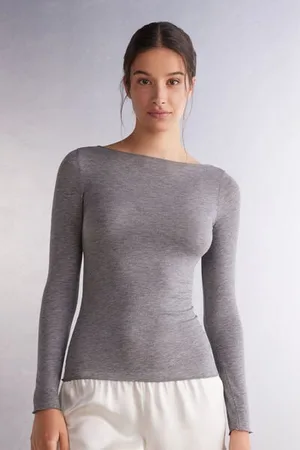 intimissimi Maglia Manica Lunga in Modal con Cashmere e Scollo a Barchetta Donna