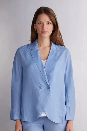 intimissimi Giacca Doppiopetto in Tela di Lino Donna