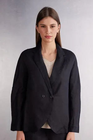 intimissimi Giacca Doppiopetto in Tela di Lino Donna