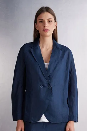 intimissimi Giacca Doppiopetto in Tela di Lino Donna