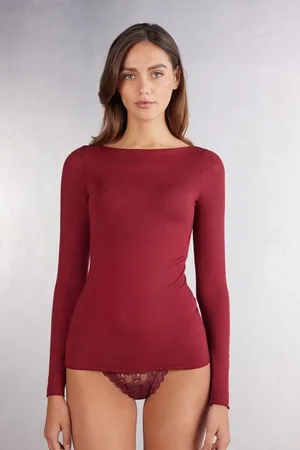 intimissimi Maglia Manica Lunga in Modal con Cashmere e Scollo a Barchetta Donna