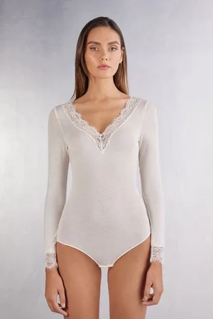 intimissimi Body Manica Lunga Modal Ultralight con Cashmere e Pizzo Donna