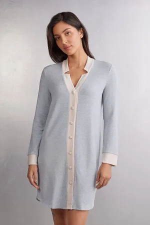 intimissimi Camicia da Notte Aperta Davanti in Modal con Lana Cold Winter Night Donna