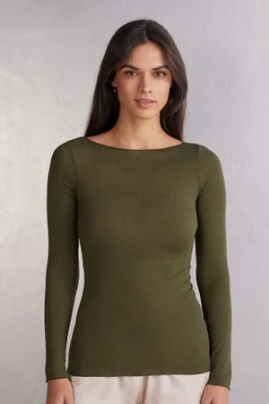 intimissimi Maglia Manica Lunga in Modal con Cashmere e Scollo a Barchetta Donna