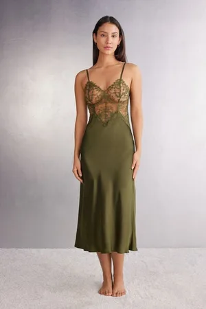 intimissimi Sottoveste Lunga in Seta e Pizzo Imaginary Journey Donna