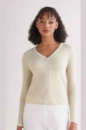 intimissimi Cardigan a Costine in Cotone Lamè Donna