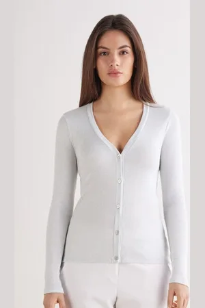 intimissimi Cardigan a Costine in Cotone Lamè Donna