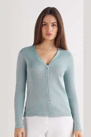 intimissimi Cardigan a Costine in Cotone Lamè Donna