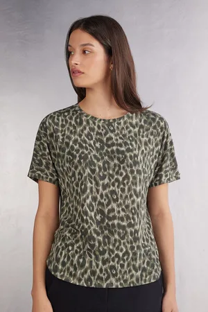 intimissimi Maglia Manica Corta in Fresh Bamboo Safari Animalier Donna