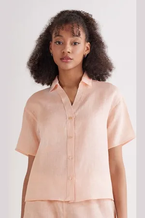 intimissimi Camicia Manica Corta in Tela di Lino Donna