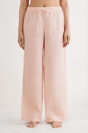 intimissimi Pantalone Lungo con Coulisse in Tela di Lino Donna