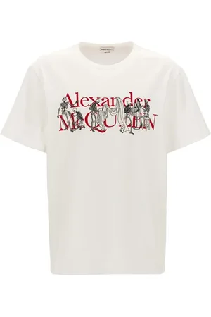 Alexander McQueen T-shirt stampa logo ricamo