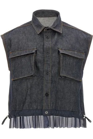 SACAI Camicia denim plissettata