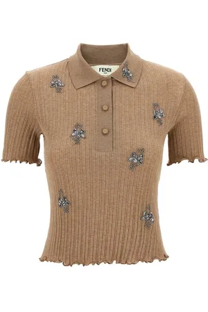 Fendi Polo ricami floreali