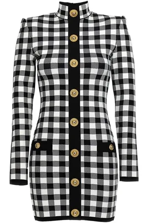 Balmain Abito maglia vichy