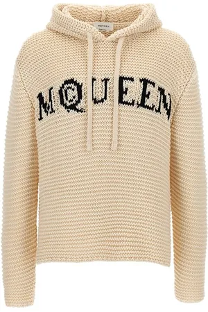 Alexander McQueen Felpa con cappuccio logo intarsiato