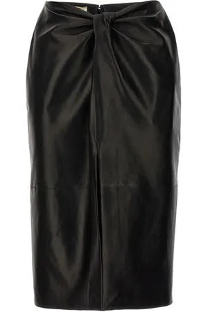 Saint Laurent Gonna pelle dettaglio arricciato