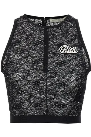 Alessandra Rich Top pizzo strass
