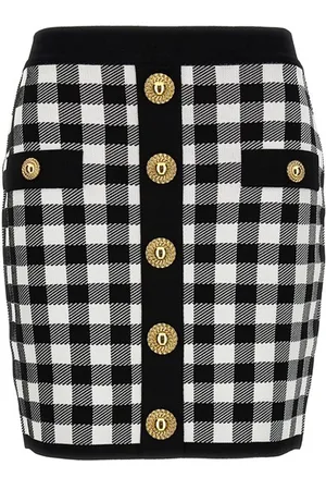 Balmain Gonna vichy bottoni logo