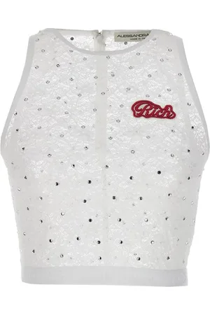 Alessandra Rich Top pizzo strass