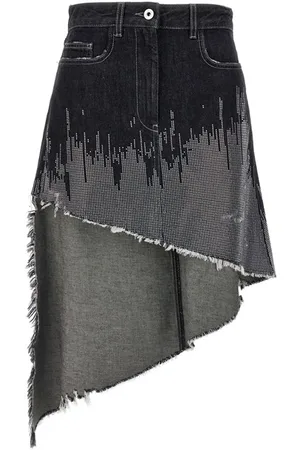 J.W.Anderson Gonna denim asimmetrica strass