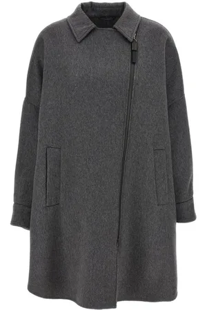 Brunello Cucinelli Cappotto Shiny Zipper Pull