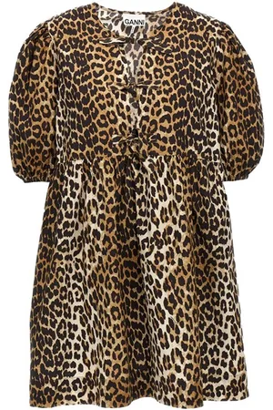 Ganni Abito popeline leopard