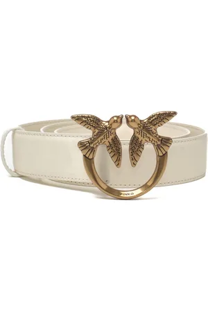 Pinko Cintura media 3cm love birds in pelle avorio