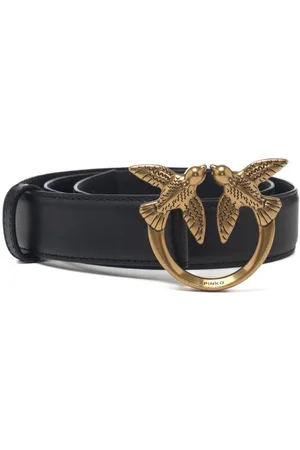 Pinko Cintura media 3cm love birds in pelle nero oro